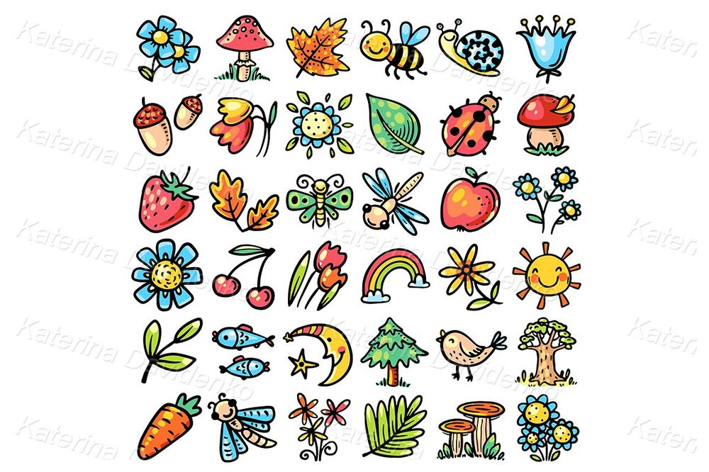 cute cartoon objects vector clipart set