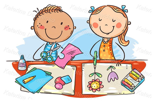 kids crafting, creative activities clipart