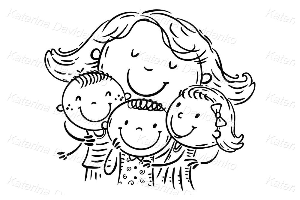 Happy Family Hug – Cute Clipart for Sublimation, Stickers & Wall Art