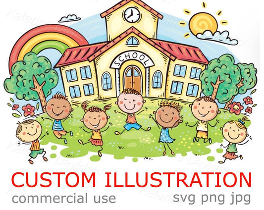 Custom kids clipart, illustrator for hire, children illustration commission, personalized art, commercial use, digital artist for hire