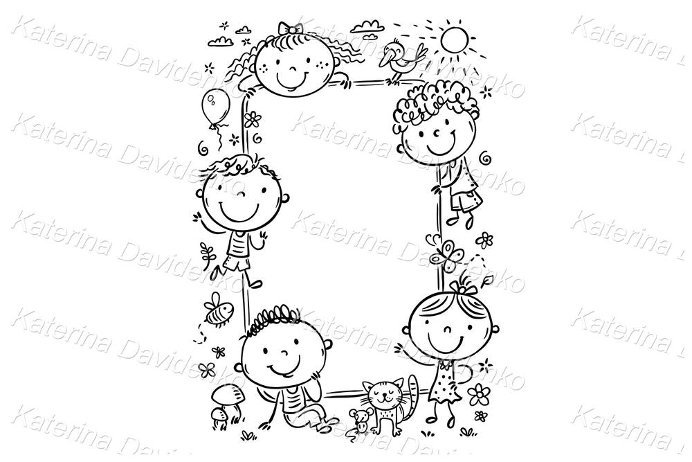 Kids Border Clipart Frame – Fun Cartoon Design for Printables
