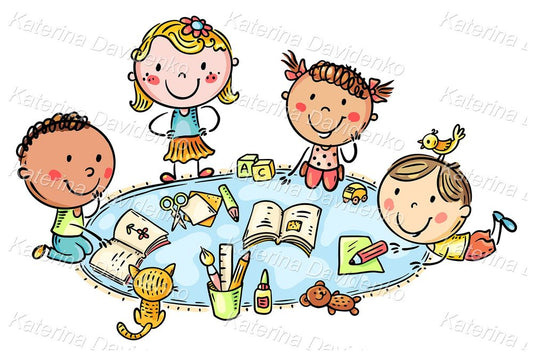 kids playing and creative activity illustration vector