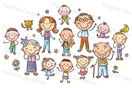 cartoon family members clip art set