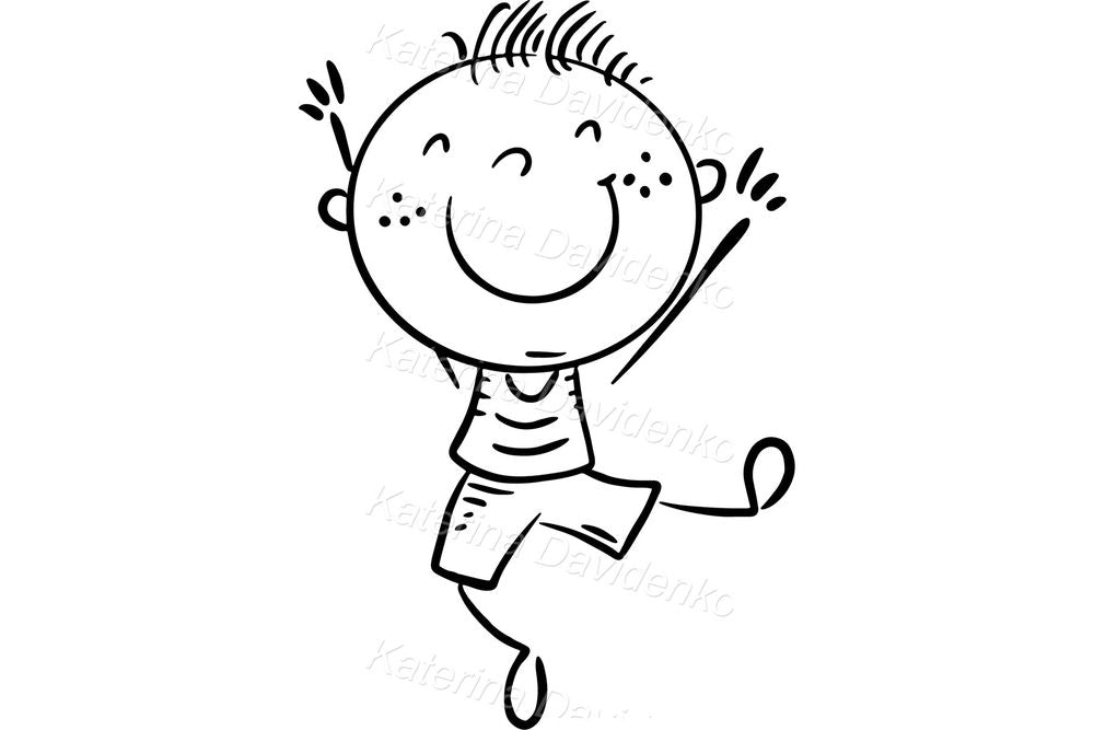 Jumping Kids Clipart – Happy Vertical Cartoon PNG for Stickers & Cards