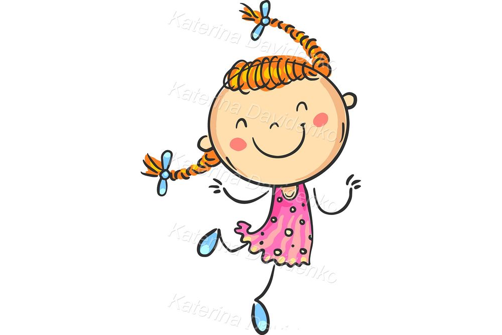 Jumping Kids Clipart – Happy Vertical Cartoon PNG for Stickers & Cards