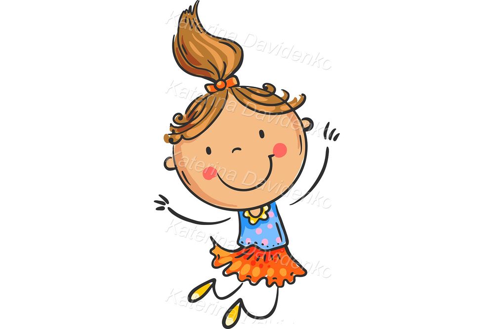 Jumping Kids Clipart – Happy Vertical Cartoon PNG for Stickers & Cards