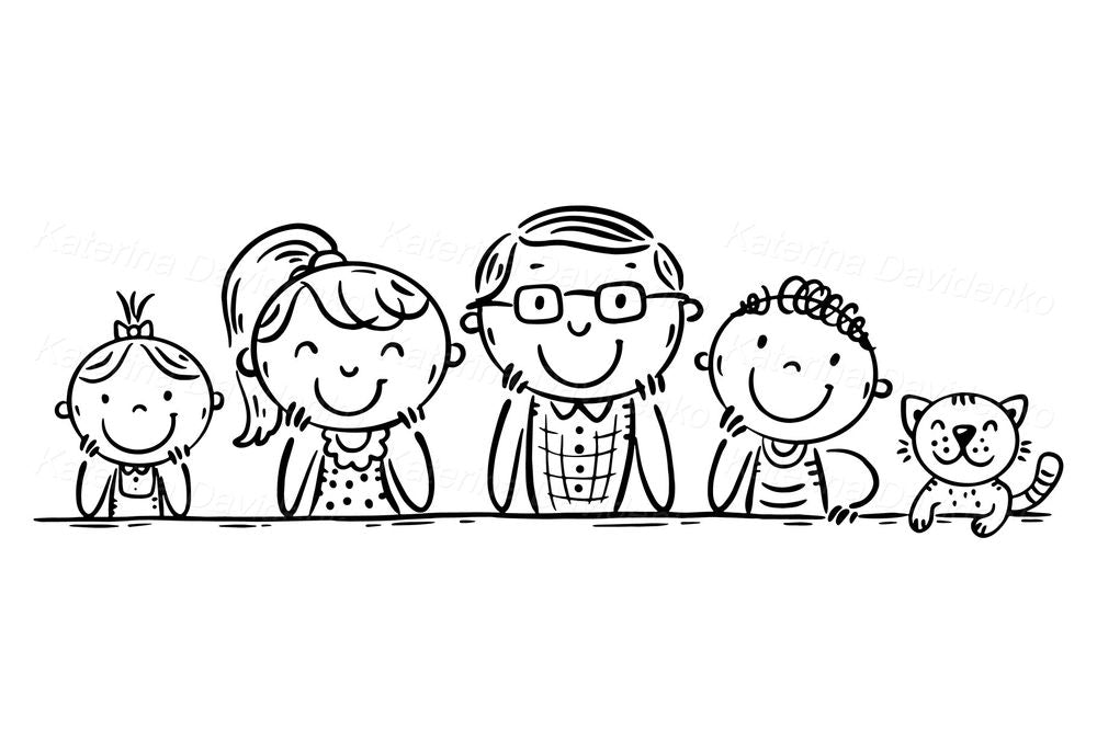 Family Frame Clipart – Cute Cartoon Vector for Educational Use PNG