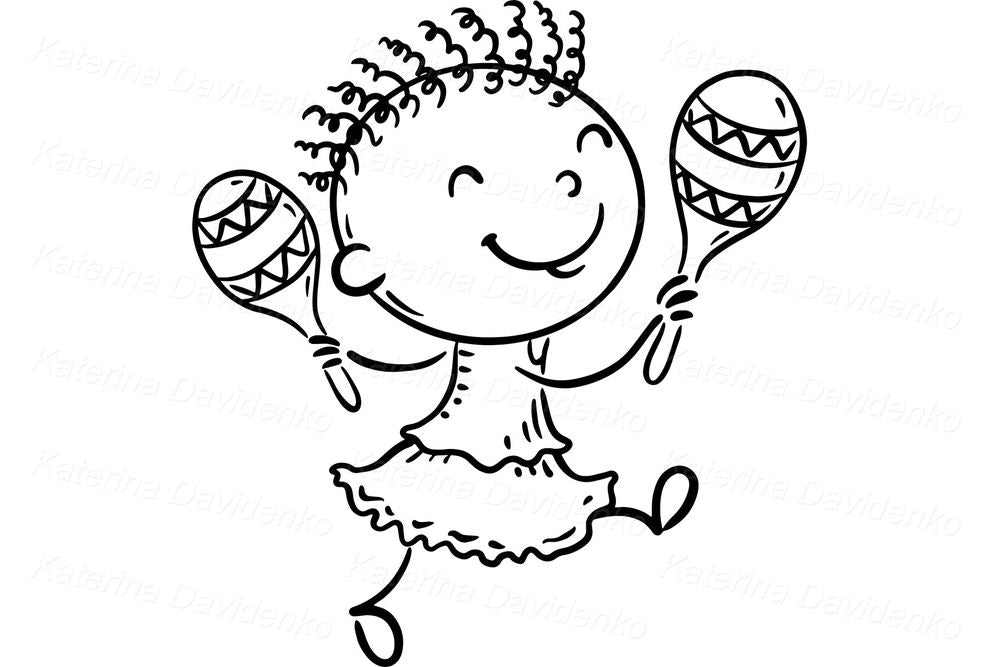 Diverse Musical Kids Clipart – Cartoon Children activities PNG files