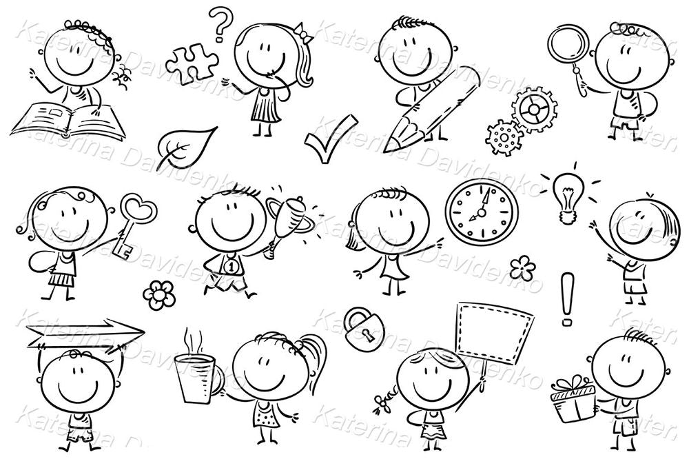 Creative Thinking Kids Clipart – Learning, Logic, and Problem-Solving Icons for Education