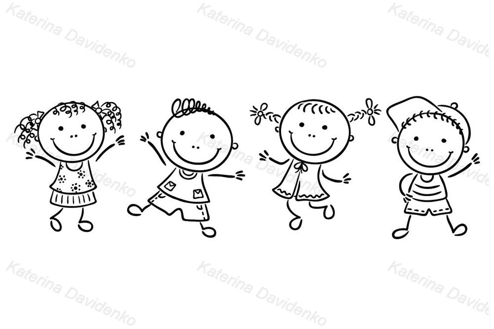 Happy Kids Dancing – Stick Figure Clipart for Fun Activities