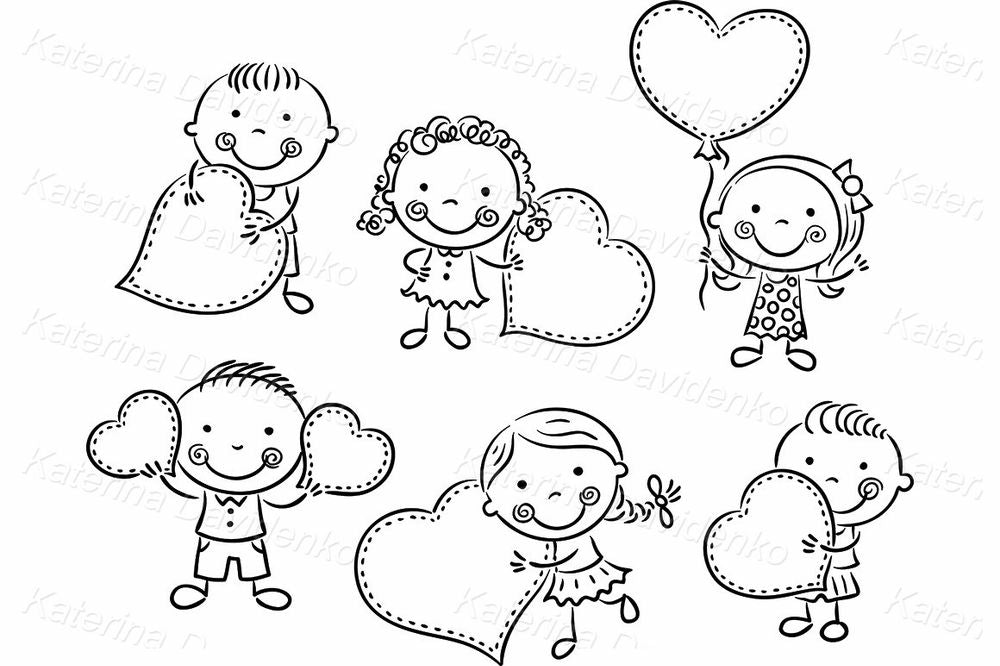 Kids with Heart Shapes – Cute Love Clipart for Cards & Crafts