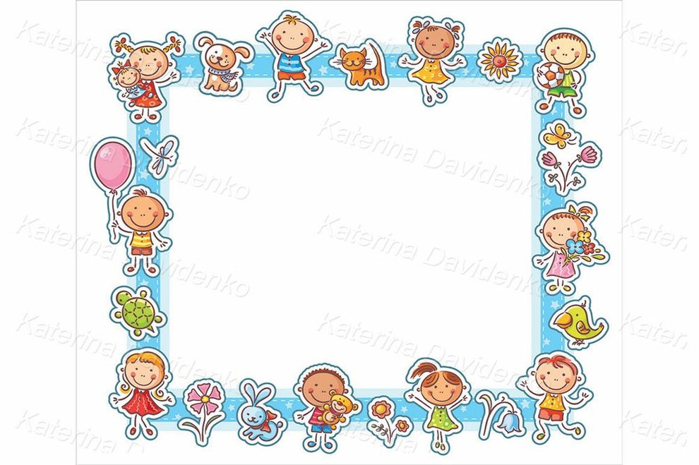 Kids Border Clipart Frame – Cute Cartoon Vector Design – Optimistic ...