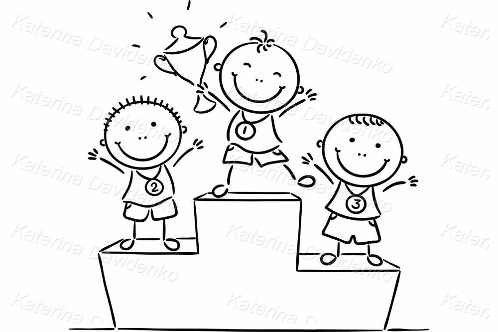Kids Award Podium Clipart – Sports Competition Illustration
