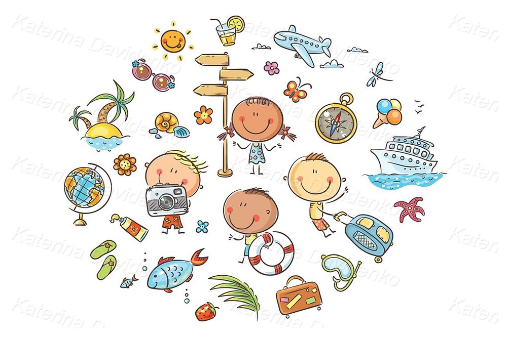 Summer and Travelling clipart set