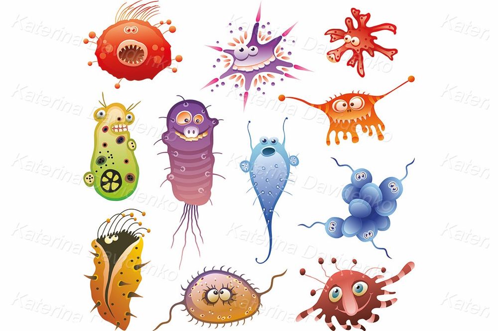 Cartoon germs or monsters clipart set