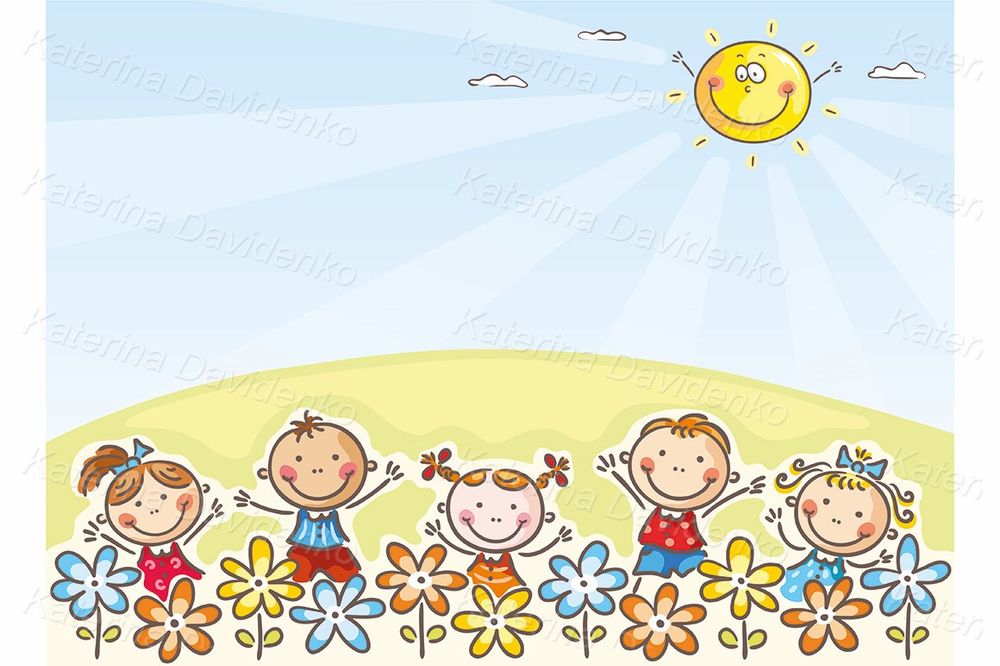 Happy kids outdoors cartoon background