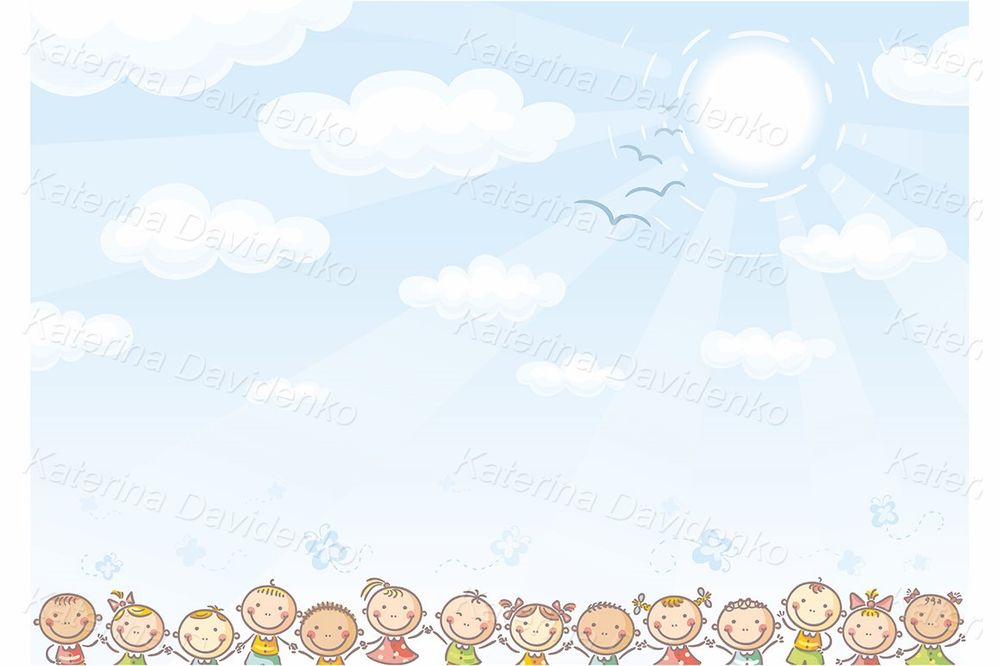 Background with sky and lots of kids