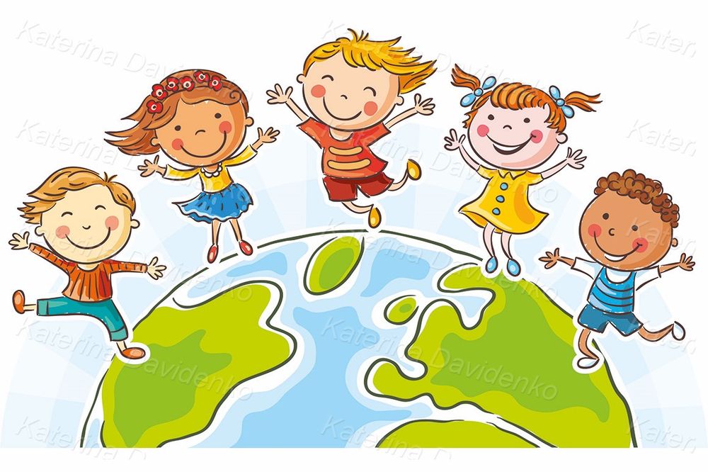 Kids around the globe clipart