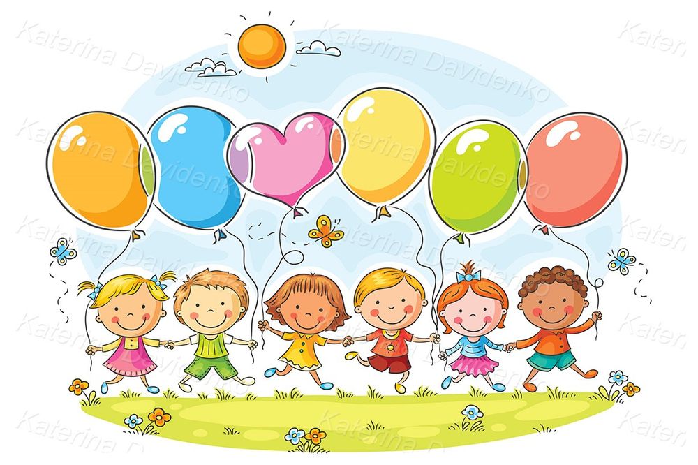 Cartoon children with balloons vector illustration