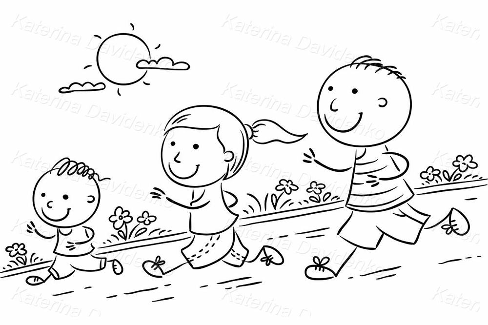 Running Family Clipart – Outdoor Fitness Activity