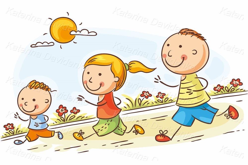 Cartoon family jogging together vector art