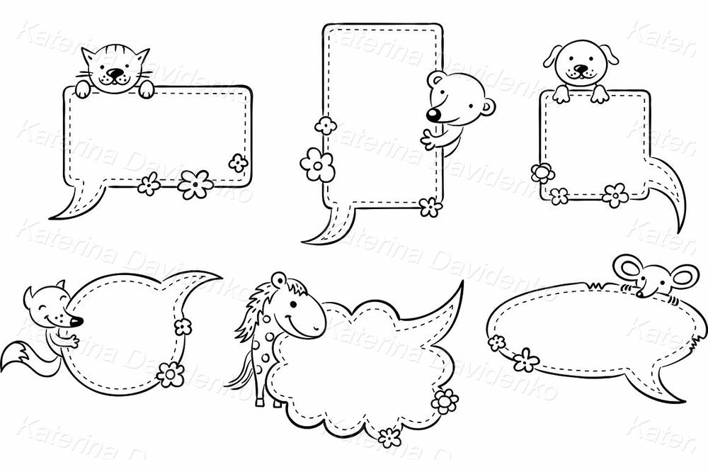 Animal Speech Bubble Clipart – Cute Frames for Kids Crafts