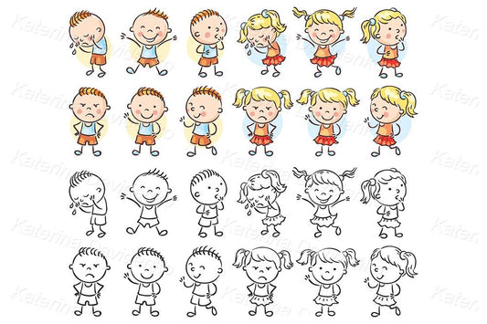 Preschool emotions clipart set