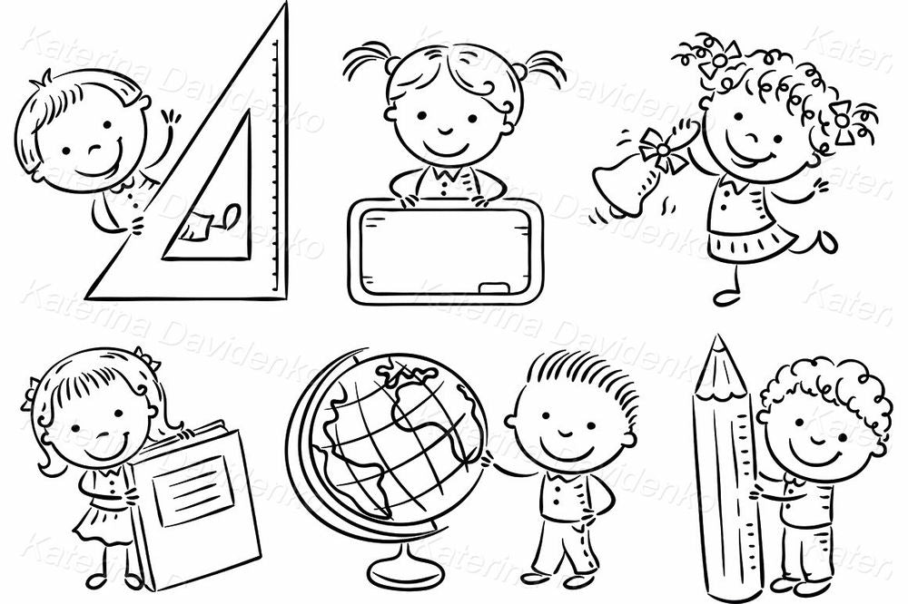 Back to School Kids Clipart Set – Education, Learning, Classroom Illustration