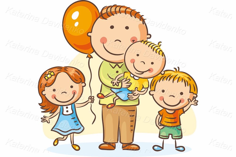 Father with children family clipart