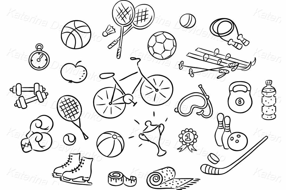 Kids Sports Equipment Clipart – Games and Fitness Set