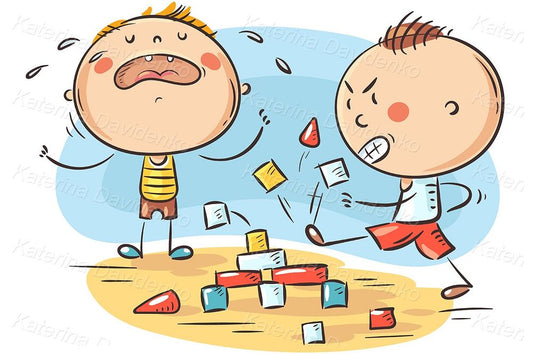 Kids bad behavior, conflict, fighting illustration