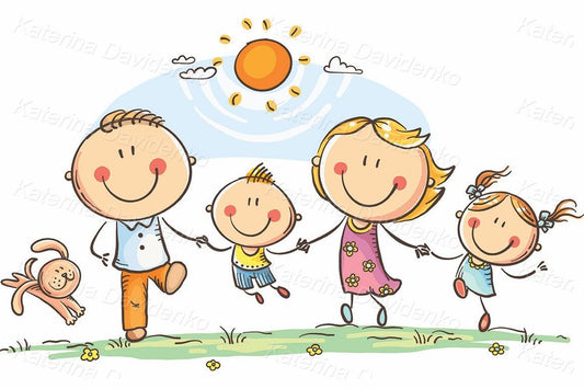 Doodle Family running outdoors clipart