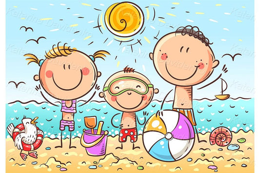 Happy kids at the seaside vector art