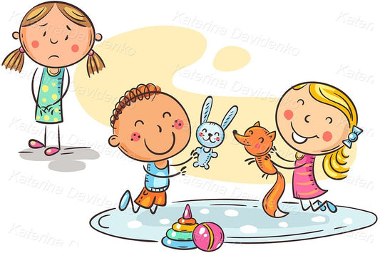 Preschoolers socialization problems - illustration clipart
