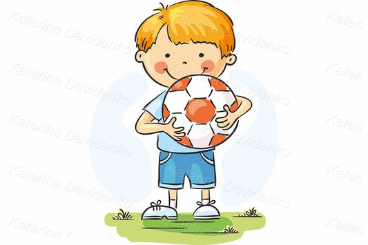 Boy with soccer ball - vector illustration