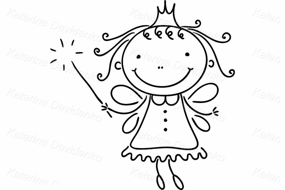 Cute Fairy Princess Clipart with Magic Wand for Kids