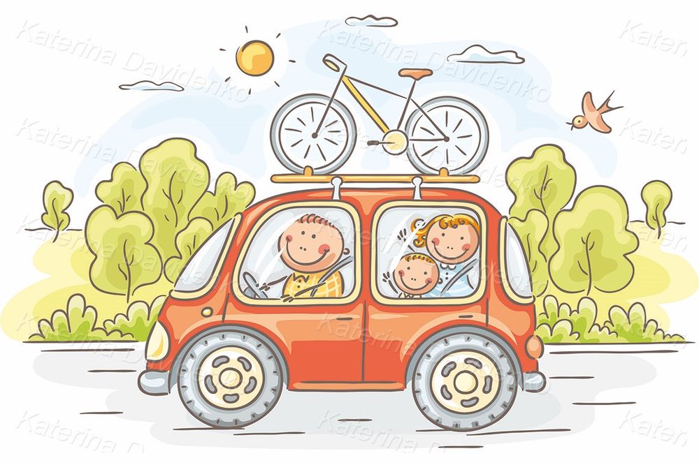 Family travelling by car vector art