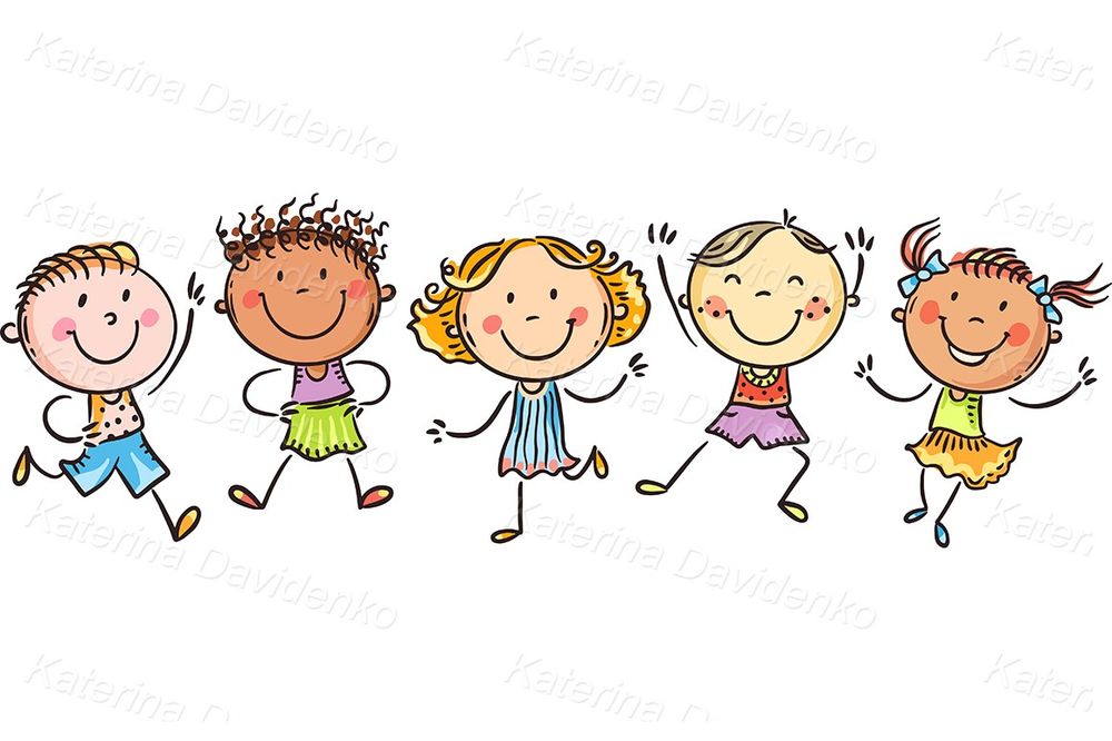 Happy doodle kids clipart