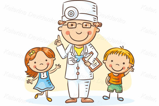 Medical clipart illustration Doctor with kids