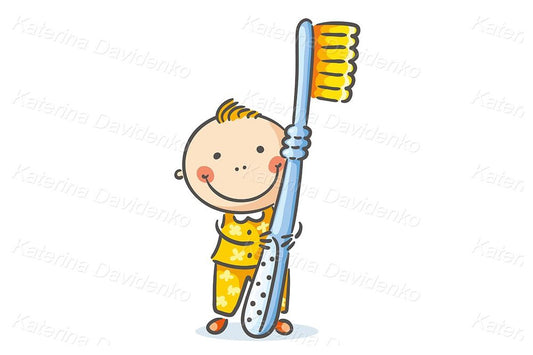 little child with toothbrush. Vector illustration clipart