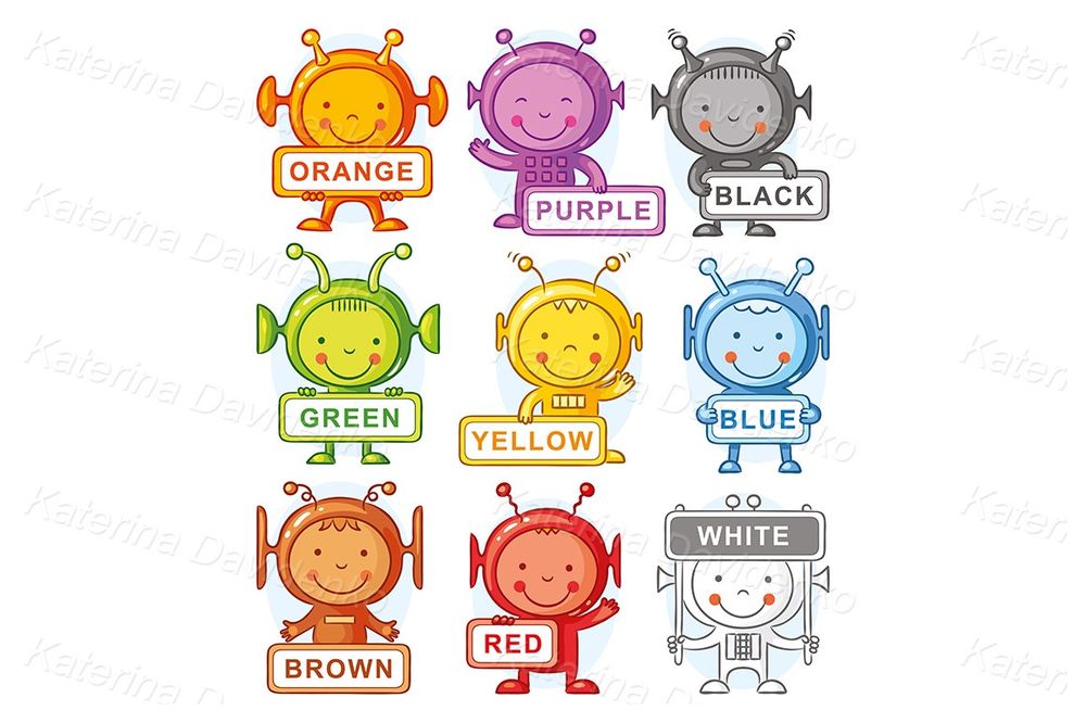 Colorful Cartoon Aliens Learning Colors – Fun Educational Vector for Kids