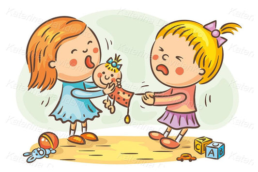 cartoon girls fighting, illustration clipart