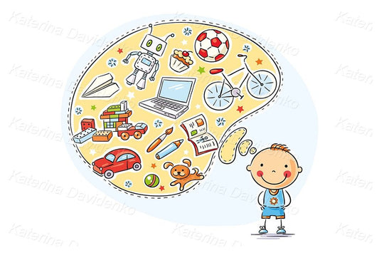 Boy Activities Cartoon clipart. Boy's mind