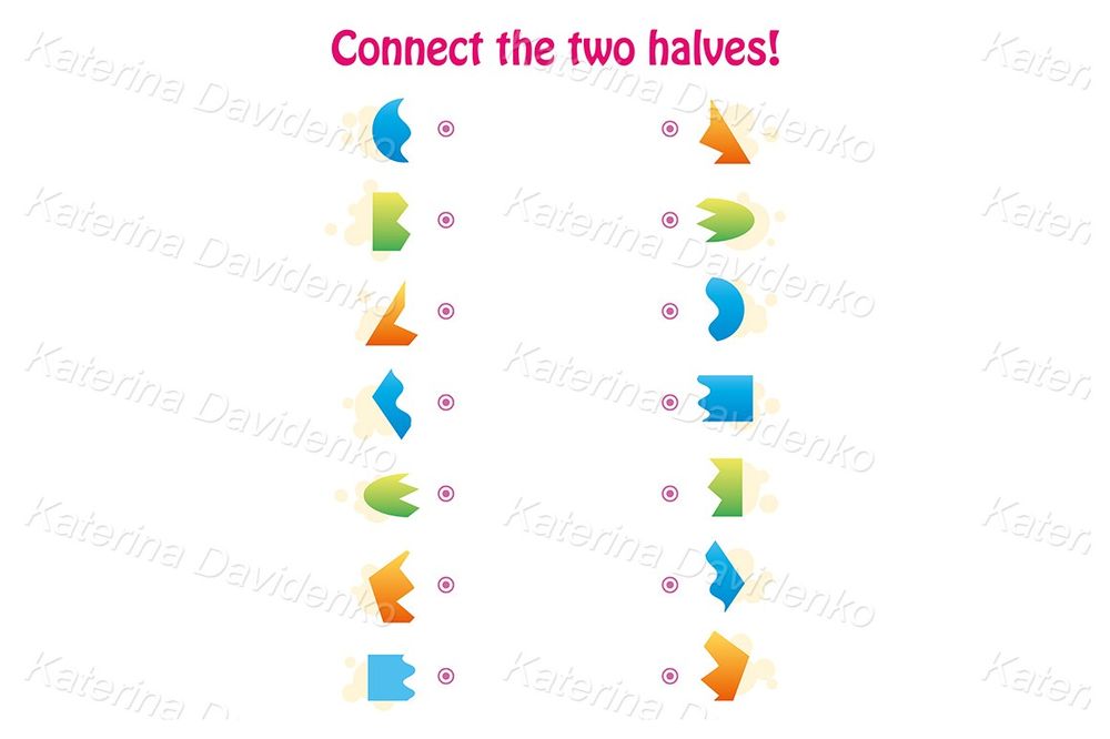 Match the Halves Puzzle for Kids – Colorful Educational Shapes Game