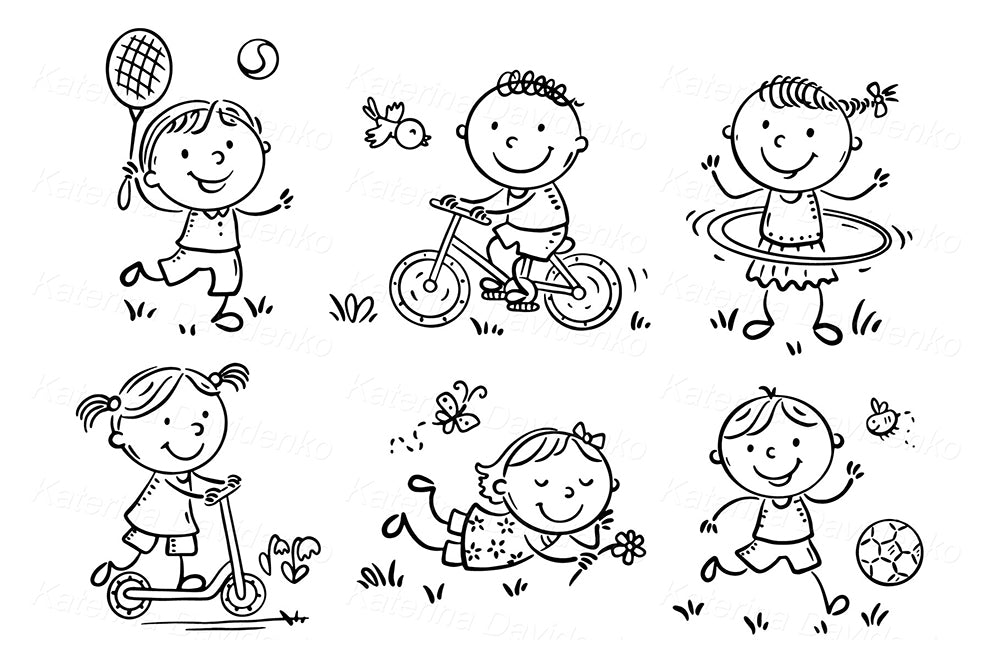 Kids Playing Outside Clipart – Sports, Games, Outdoor Activities