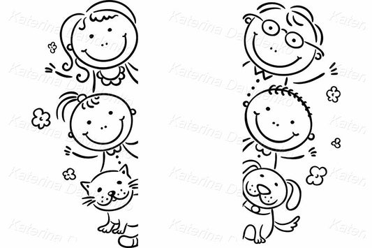 Family Frame Border Black and White Clipart