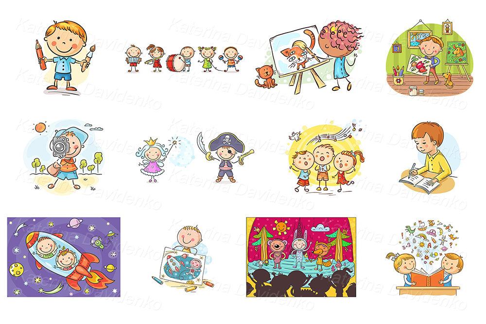 Creative kids clipart bundle for teaching resources & books