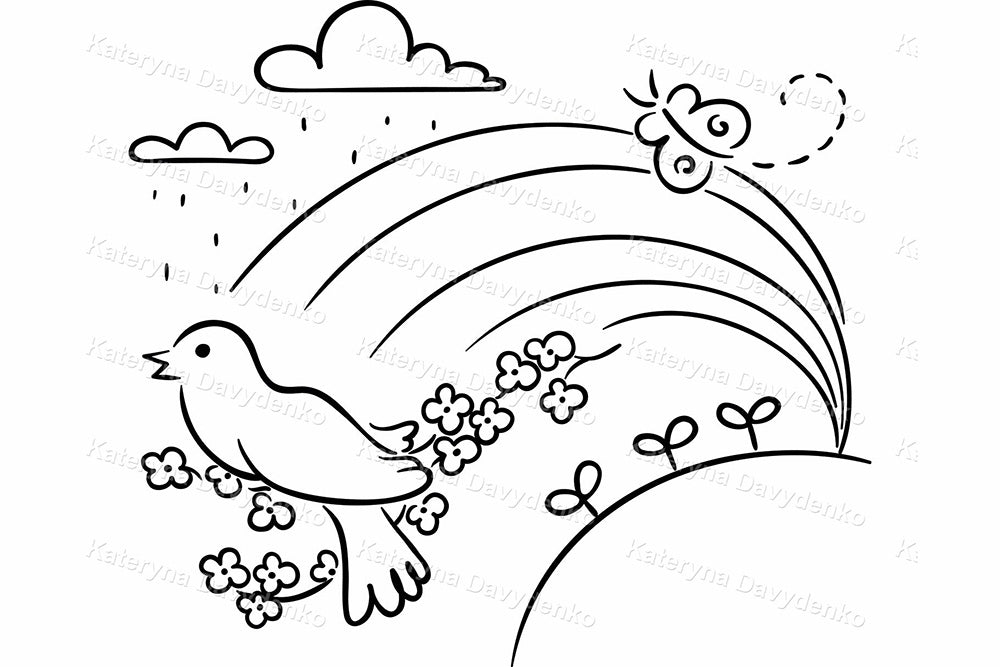 The four seasons in cartoon pictures. PNG SVG outline clipart