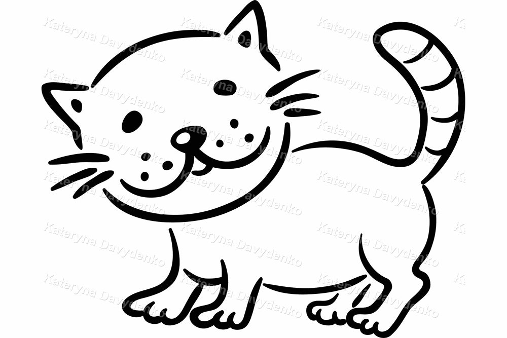 Set of cartoon pets. Black and white animals clipart