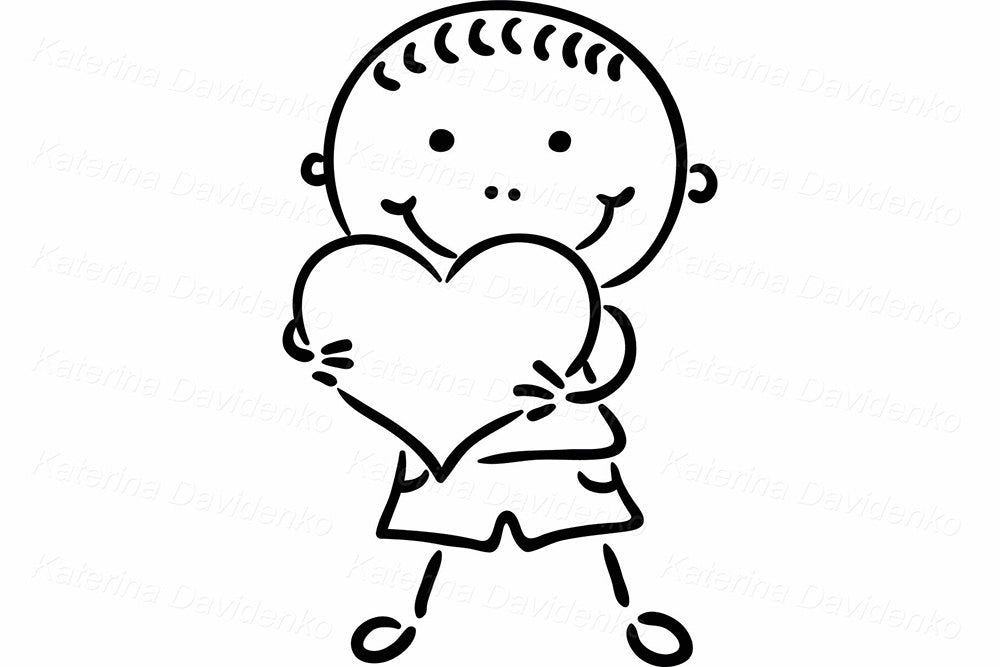 Birthday Kids Clipart – Black & White Celebration Vector Set